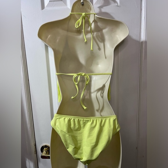 L* SPACE AUDREY CITRUS FRINGE HALTER BIKINI 2 Pc Set size M/L - Picture 5 of 6